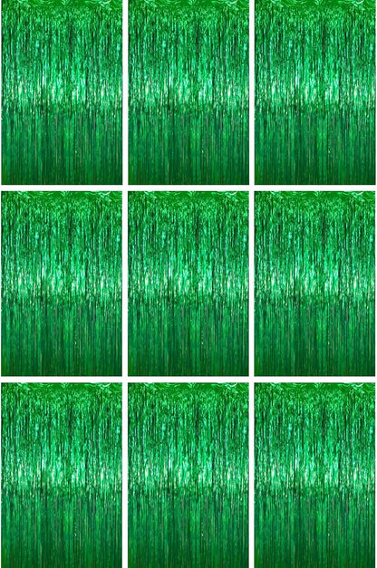 Voircoloria Green Foil Fringe Backdrop Curtains, Birthday Party Decorations by Voircoloria