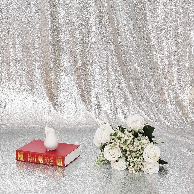 Eternal Beauty Black & Silver Sequin Backdrop Curtains, 4 Panels 2x8FT | 3mm - Image 8