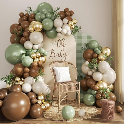 Sage Green Brown Balloon Arch Kit by CROSSFINGERS