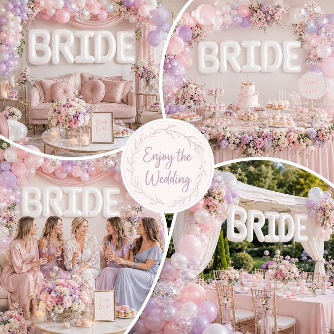 BRIDE Balloons Bachelorette Party Decorations, 16 inch White Bride Letter Mylar - Image 8