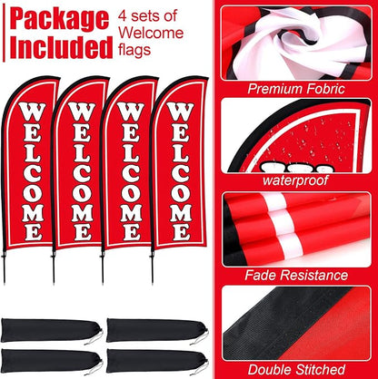 Buryeah 2 Sets Welcome Feather Flag Sign Kit 8 ft Welcome Banners Swooper Flag - Image 4