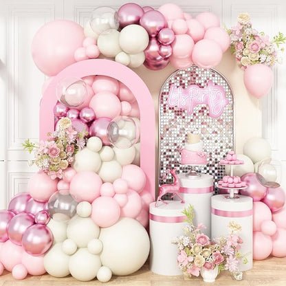 Pink and White Balloon Arch Kit, Boho Balloon Garland by BTZO