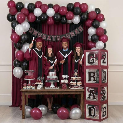 Graduation Decorations Class of 2026 Maroon Balloon Boxes and Arch Garland Kit - Image 9