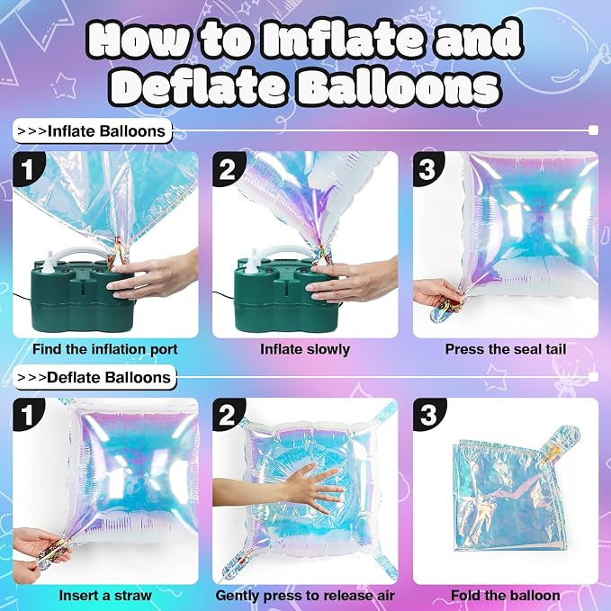 NISOCY 36PCS Iridescent Square Foil Balloons Wall Backdrop | Holographic - Image 4