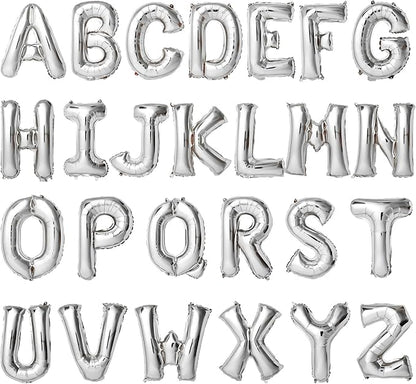 16 Inch Silver Letter Balloons Mylar Foil Alphabet Letter A-Z Balloons Set by LIOZEOKUN