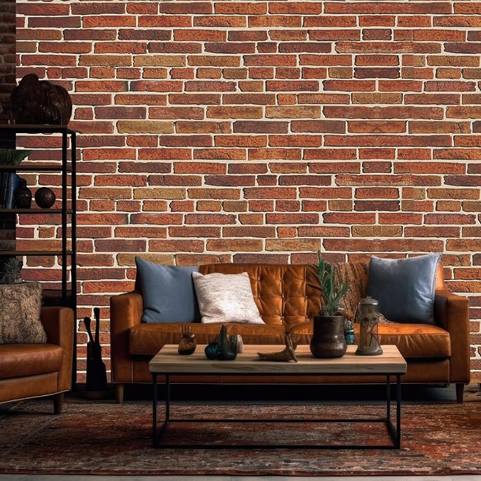 VitalCozy 10x 8ft Dark Red Brick Wall Backdrop Fabric Photo Background | Large - Image 3