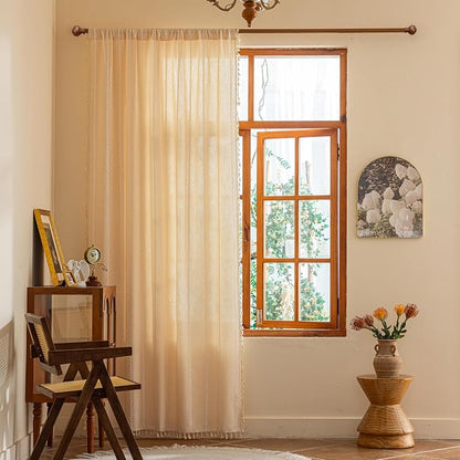 Sutuo Home Boho Curtains for Bedroom Living Room, Light Filtering Linen - Image 3