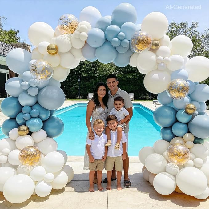 Dusty Blue Balloon Arch Kit, Sand White, Different Size | Latex Balloon - Image 7