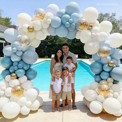 Dusty Blue Balloon Arch Kit, Sand White, Different Size | Latex Balloon - Image 7