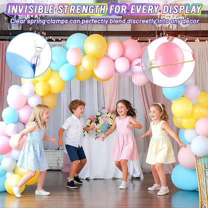 20 Pack Balloon Arch Clips, 3.5" Plastic Transparent Backdrop Spring Clamps - Image 4