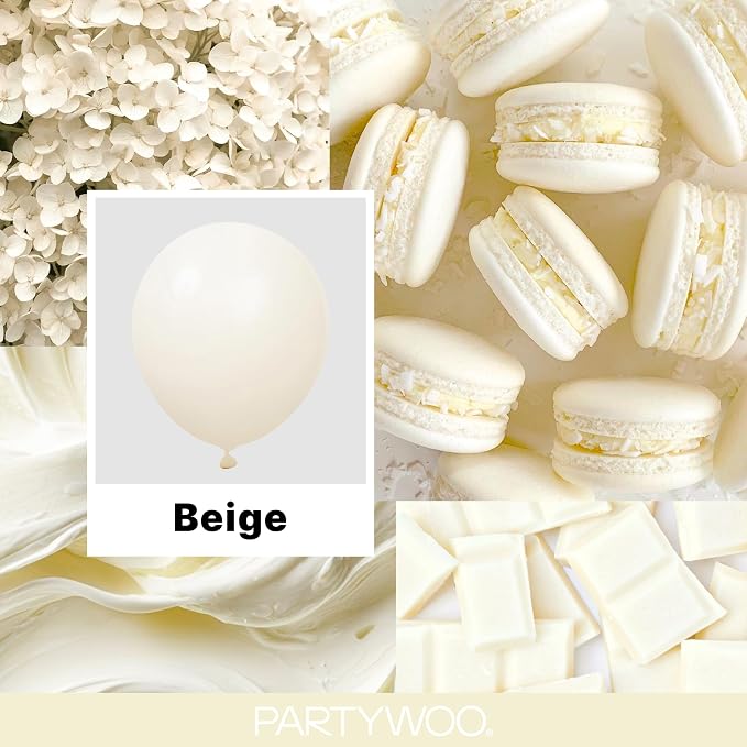PartyWoo Beige Balloons 140pcs Cream Ivory Color 18 12 10 5 Inch | Balloons - Image 2