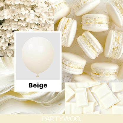 PartyWoo Beige Balloons 120pcs Cream Ivory Color 18 12 10 5 Inch | Balloons - Image 2