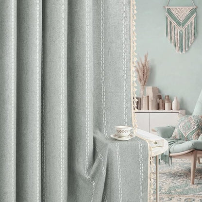 Teal 100% Boho Blackout Curtains 84 Inch 2 Panels - Image 8