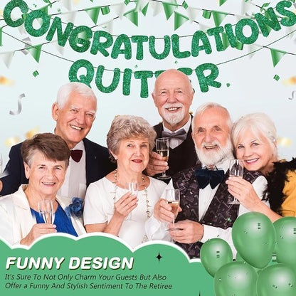 Fulmoon Pre Strung Congratulations Quitter Glitter Banner Funny Retirement - Image 4