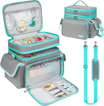 LEFOR·Z Small Sewing Supplies Organizer Bag, Sewing Box | Double-Layer Sewing by LEFOR%C2%B7Z