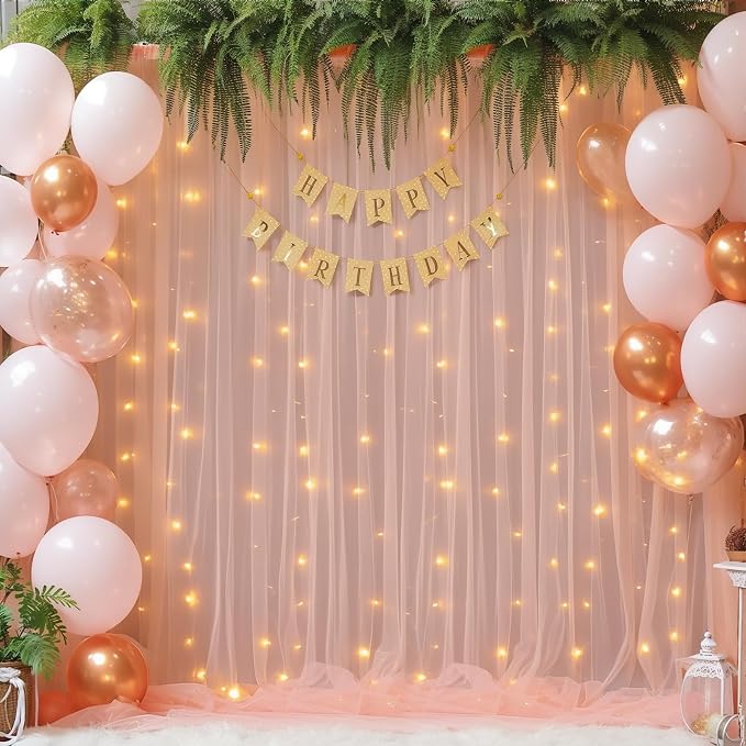20x10ft Peach Tulle Backdrop Curtain - Image 4