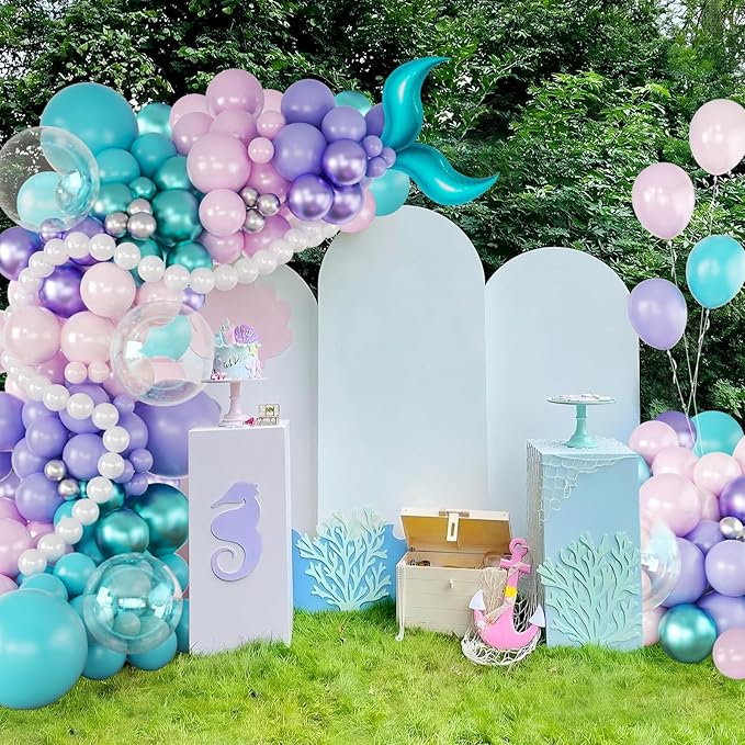 Mermaid Balloon Garland Arch Kit Baby Shower Party Decoration | 145pcs Purple - Image 6