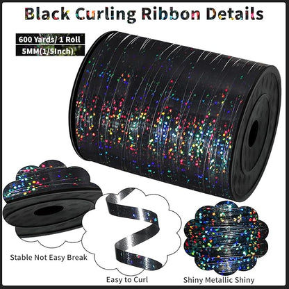 woric Black Curling Ribbon 1/5 Inch 600 Yards Balloon String Ribbons | Thin - Image 2