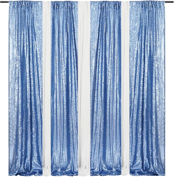 Poise3EHome Baby Blue Sequin Backdrop Curtain - Image 9