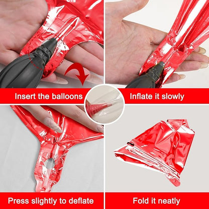 12Pcs Red Round Foil Balloons, Metallic Red Foil Balloon - Image 8