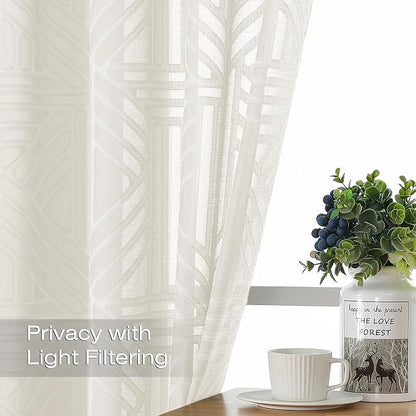 Simplebrand Ivory Sheer Curtains 72 Inch Length 2 Panels - Image 2