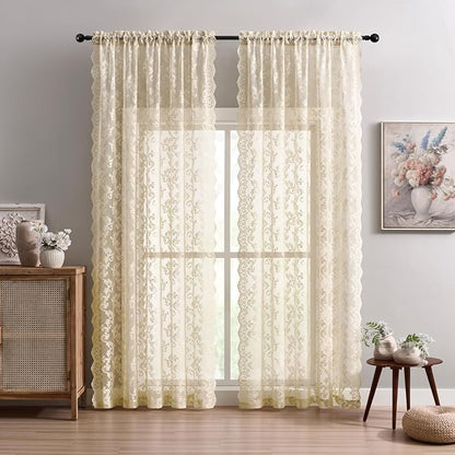 Beige Lace Curtains - Image 2