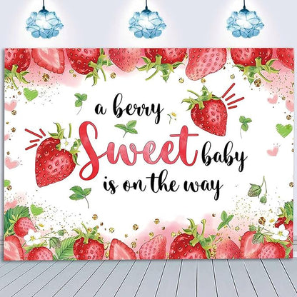 Strawberry Baby Shower Photo Banner Girl Baby Shower Newborn Party Decorations - Image 4