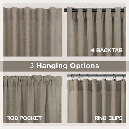 Pitalk Taupe Linen Curtains 72 Inch Length - Image 4
