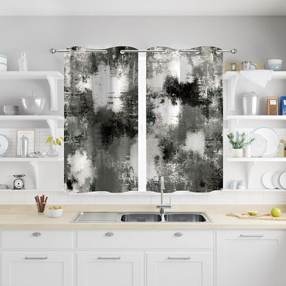Asuexpect Black Grey Abstract Curtains 2 Panels Abstract Rust Curtain Room by Asuexpect