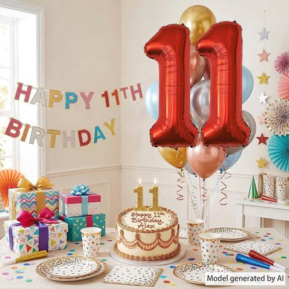 Red Number 11 Balloon 40 Inch, Foil Numeral - Image 3