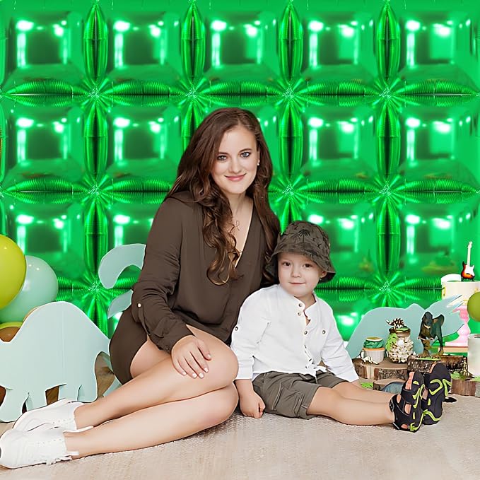 NISOCY 25PCS Metallic Green Square Foil Balloons Wall Backdrop | Double Sided - Image 6