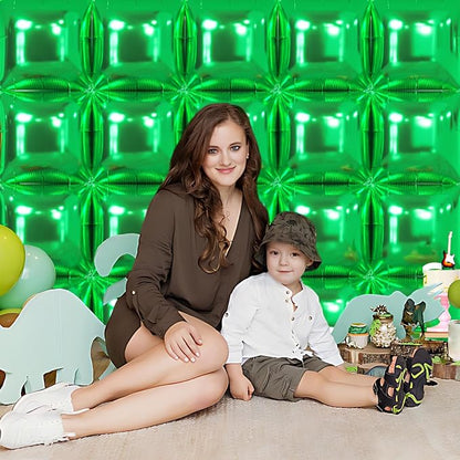 NISOCY 25PCS Metallic Green Square Foil Balloons Wall Backdrop | Double Sided - Image 6