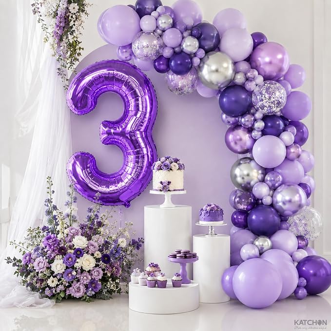 KatchOn Purple Number 3 Balloon 40 Inch | Mylar Foil Balloon - Image 5