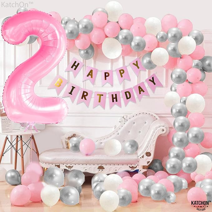 KatchOn Pink Number 2 Balloon 40 Inch 2nd Birthday Decorations - Image 3