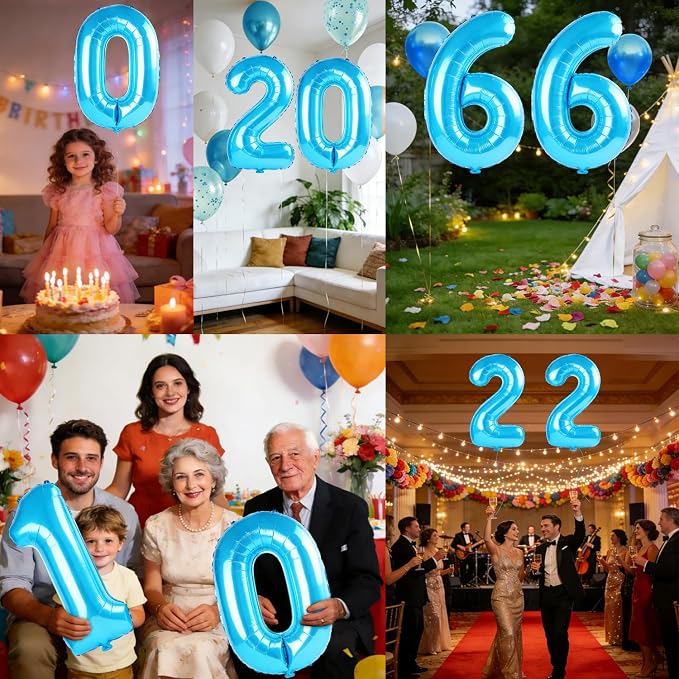40 Inch Number 66 Balloons for 66th Birthday Party Decorations, 0-100 Jewelry - Image 7