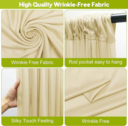 Beige Backdrop Curtain for Wedding Parties Backdrop Drapes 10x8FT | Wrinkle - Image 4