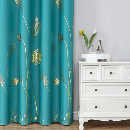 Teal Blackout Curtains 90 Inches Long, Grommet Curtains - Image 2