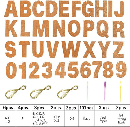 TaoBary 112 Pcs DIY Letter Kit Glitter Customizable Banner Letters Include 107 - Image 2