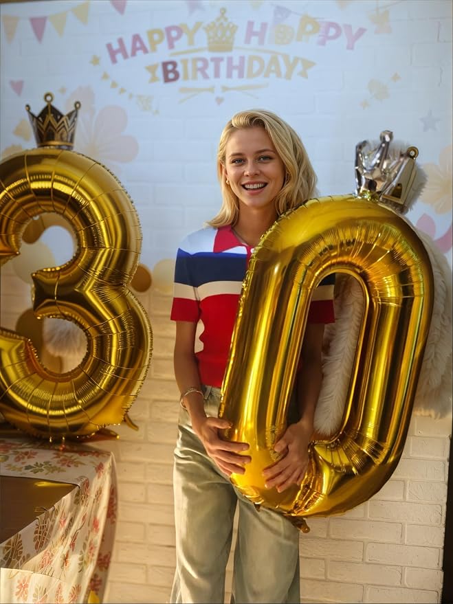 Gold Number 1 Balloon with Crown, 40 inch Gold Number Balloon 1st Birthday - Image 3