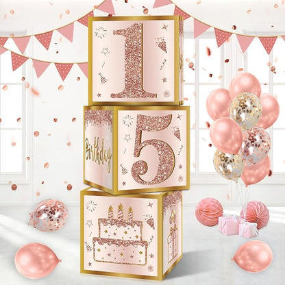 Guiruiy 3Pcs 15th Birthday Decorations Balloon Gift Boxes by Guiruiy