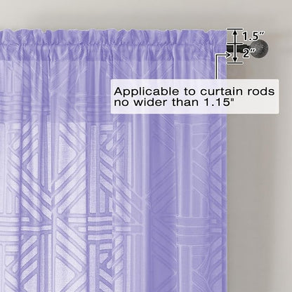 Simplebrand Lavender Semi Sheer Curtains 63 Inch Length 2 Panels, Light - Image 4