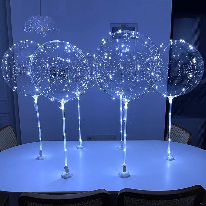 6PCS LED Bobo Balloons with Sticks, Balloon Stand DIY Kits | Clear Balloons by lightsfever