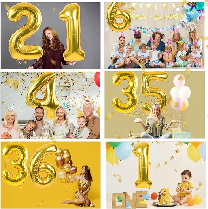 40 inch Gold Number Balloon Giant Foil Helium Balloons Gold Number 3 Balloon - Image 5
