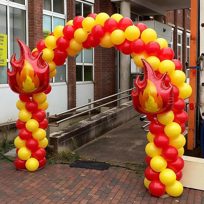 Fire Truck Balloons, 12inch Red Orange Yellow Balloons, Metallic Gold Confetti - Image 7