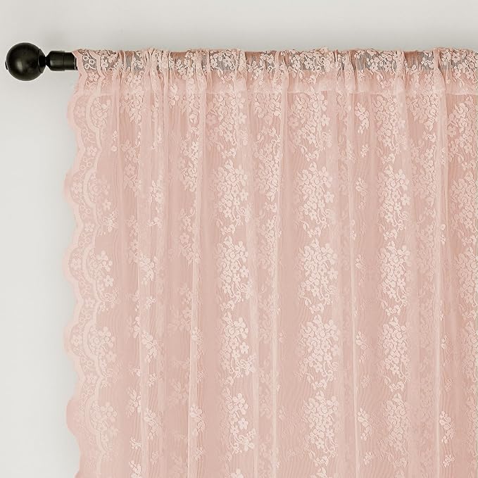 Anmao Vintage Lace Curtains 84 Inches Long 2 Panels Set, Romantic Elegant Light - Image 6