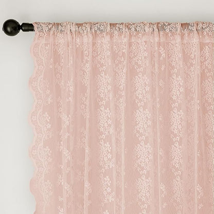 Anmao Vintage Lace Curtains 84 Inches Long 2 Panels Set, Romantic Elegant Light - Image 6
