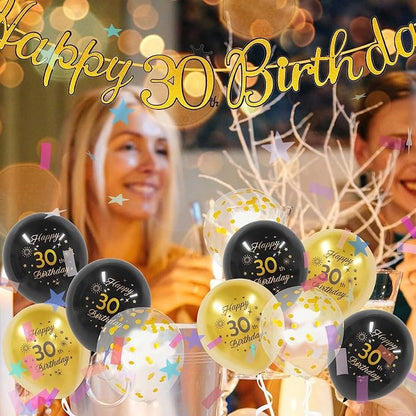 Black Gold 10th Birthday Balloons Pack of 15 Boys Girls Happy 10th Birthday - Image 6