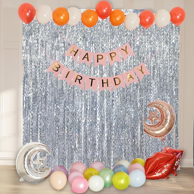4 Pack 3.3 ft x 6.6 ft Silver Metallic Tinsel Foil Fringe Curtains - Image 6