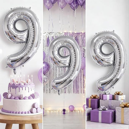 Number Balloons Silver Party Balloon - Image 7