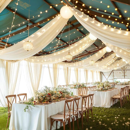 Ivory Ceiling Drapes with Lights - Image 7
